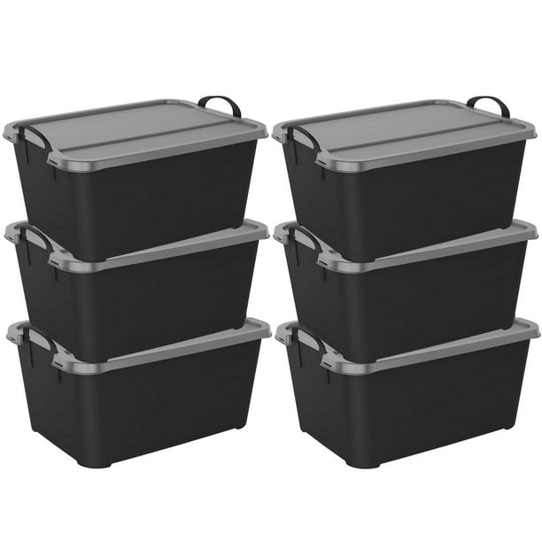 10x80L Storage Box Black Lid Crystal Clear Plastic Stackable Containers Home 
